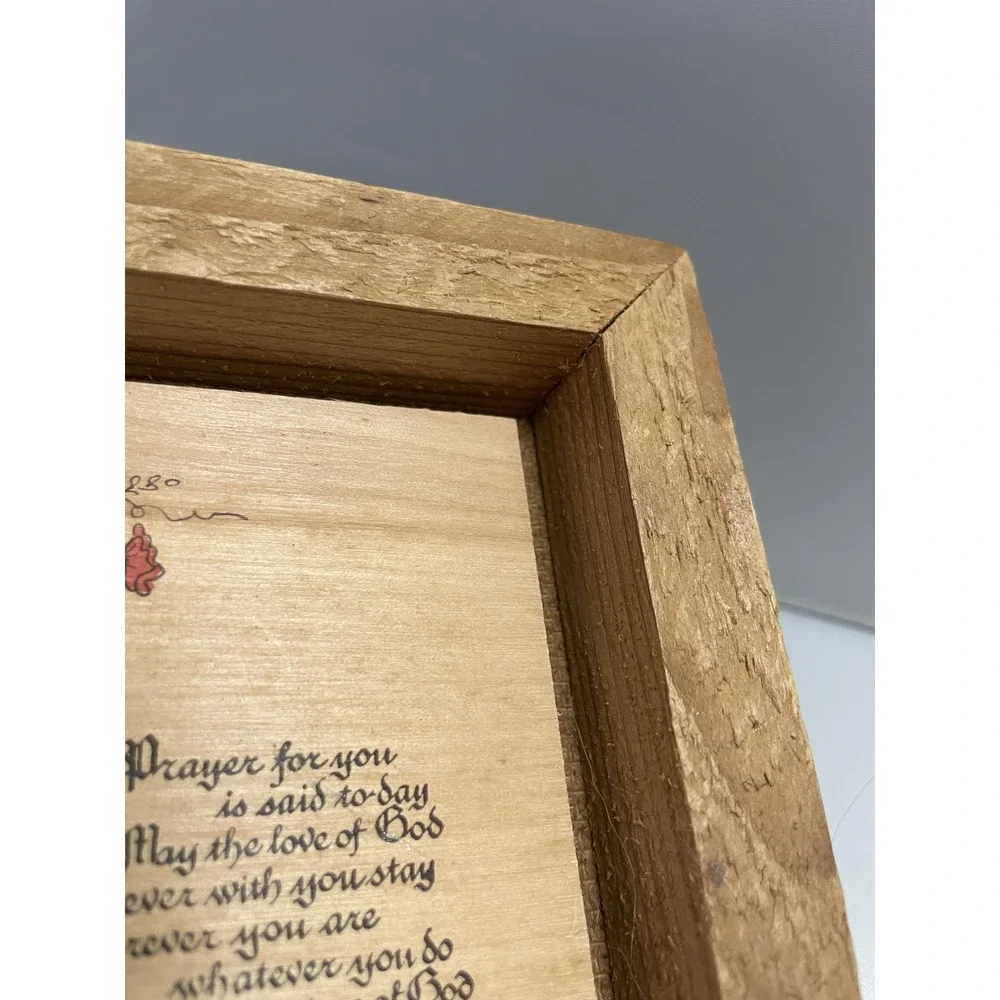 Vintage Wooden Framed Prayer Plaque Christian Blessing Floral Wall Table Decor